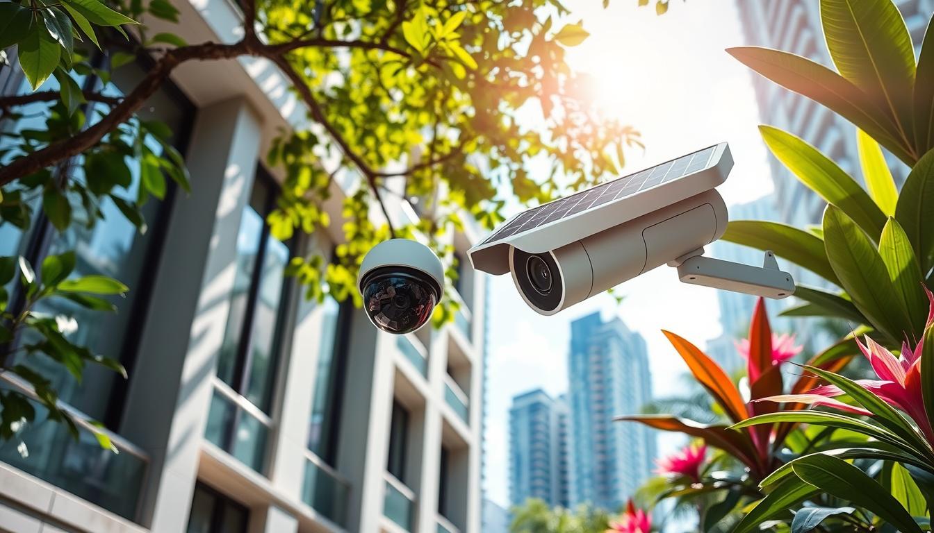 solar powered outdoor CCTV camera for security in Singapore