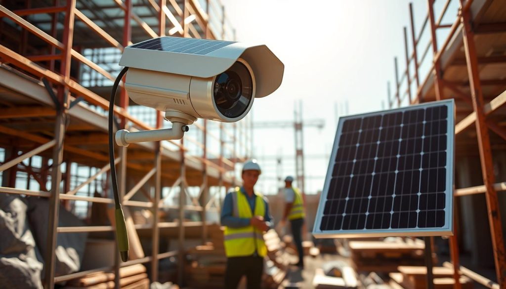 solar powered security camera for construction sites