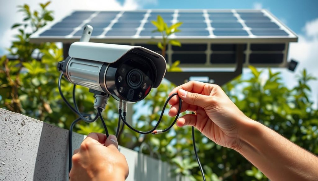 wiring solar powered security camera