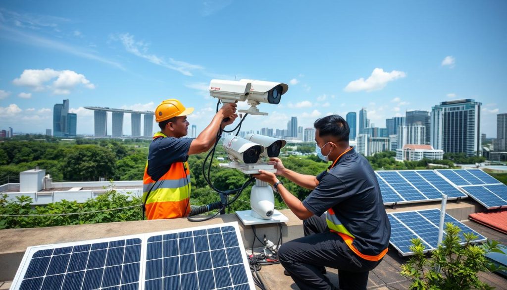 installation solar powered 4g security cameras