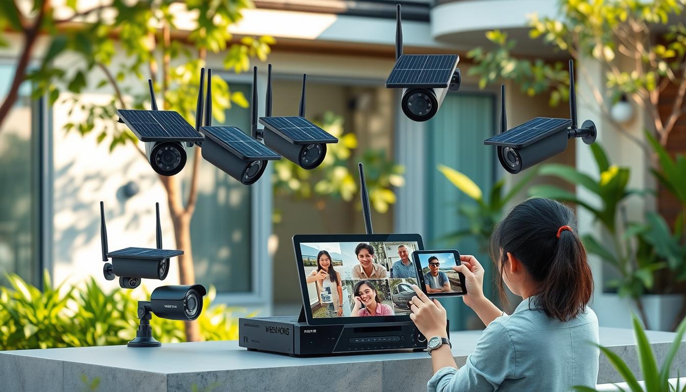 solar powered wireless security camera system with NVR