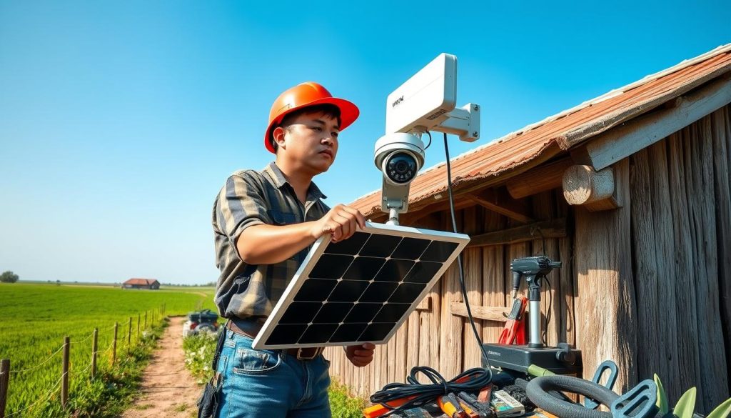 installation process for solar panel CCTV camera