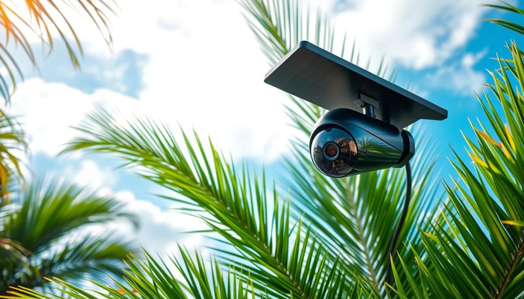 solar powered security camera in tropical climate