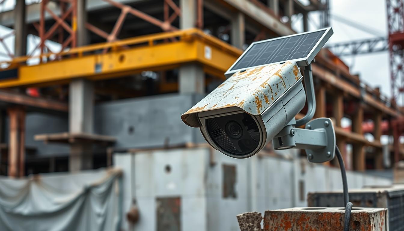 solar powered security camera for construction site