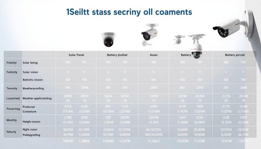 solar security camera comparison chart