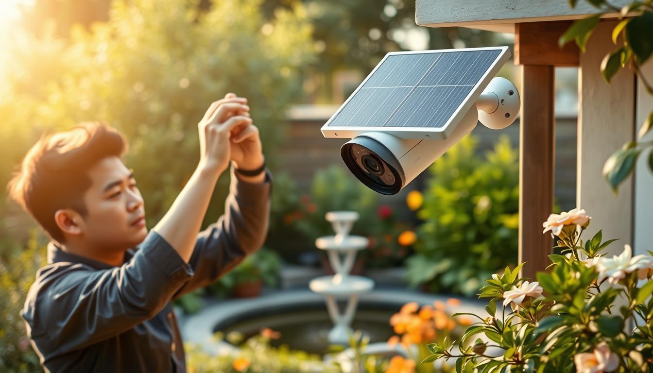 solar security camera installation