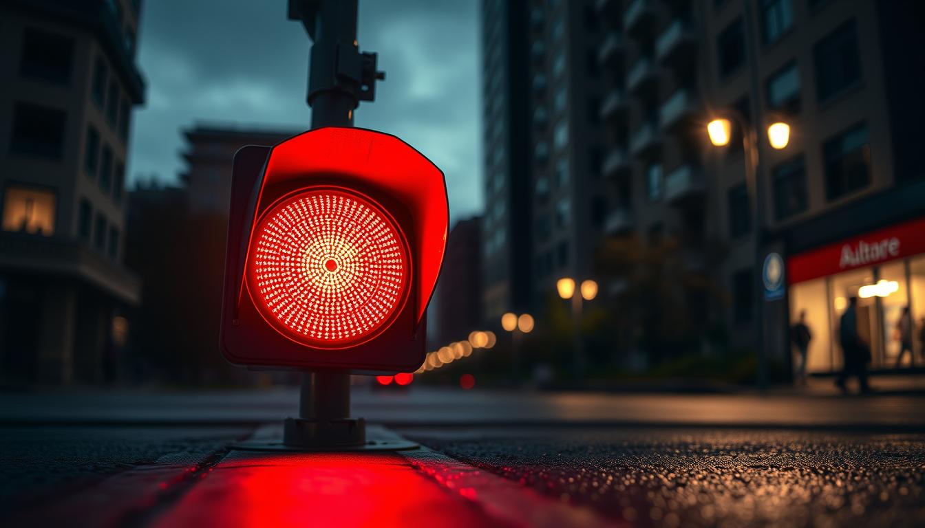flashing red traffic signal