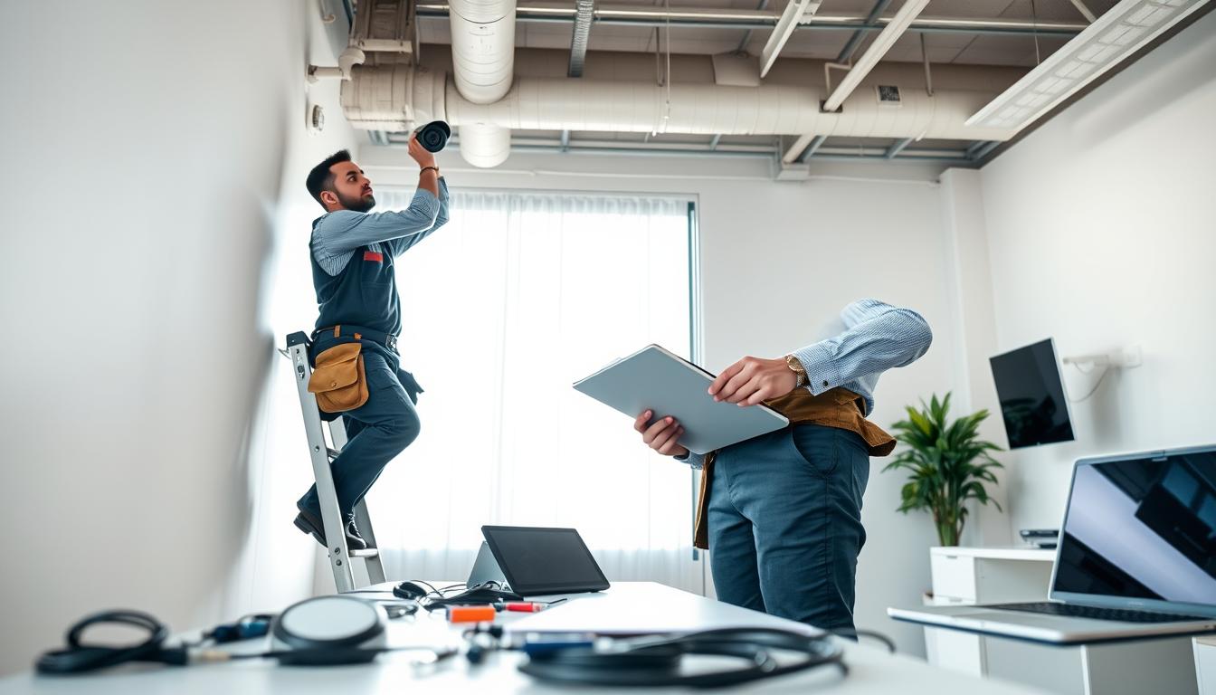CCTV maintenance professional at work