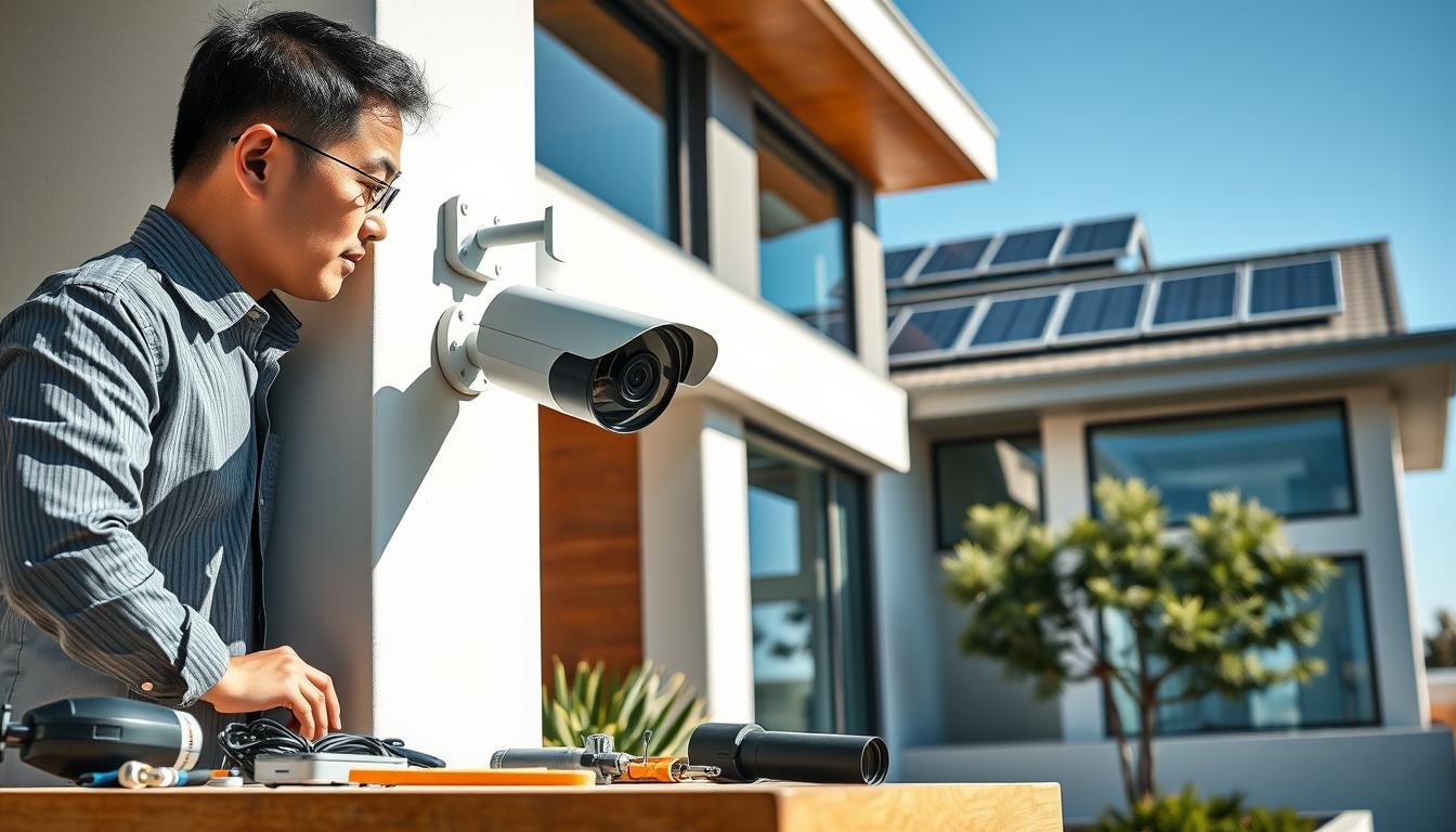 modern home security camera installation