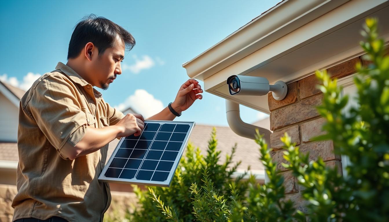 solar powered security camera installation