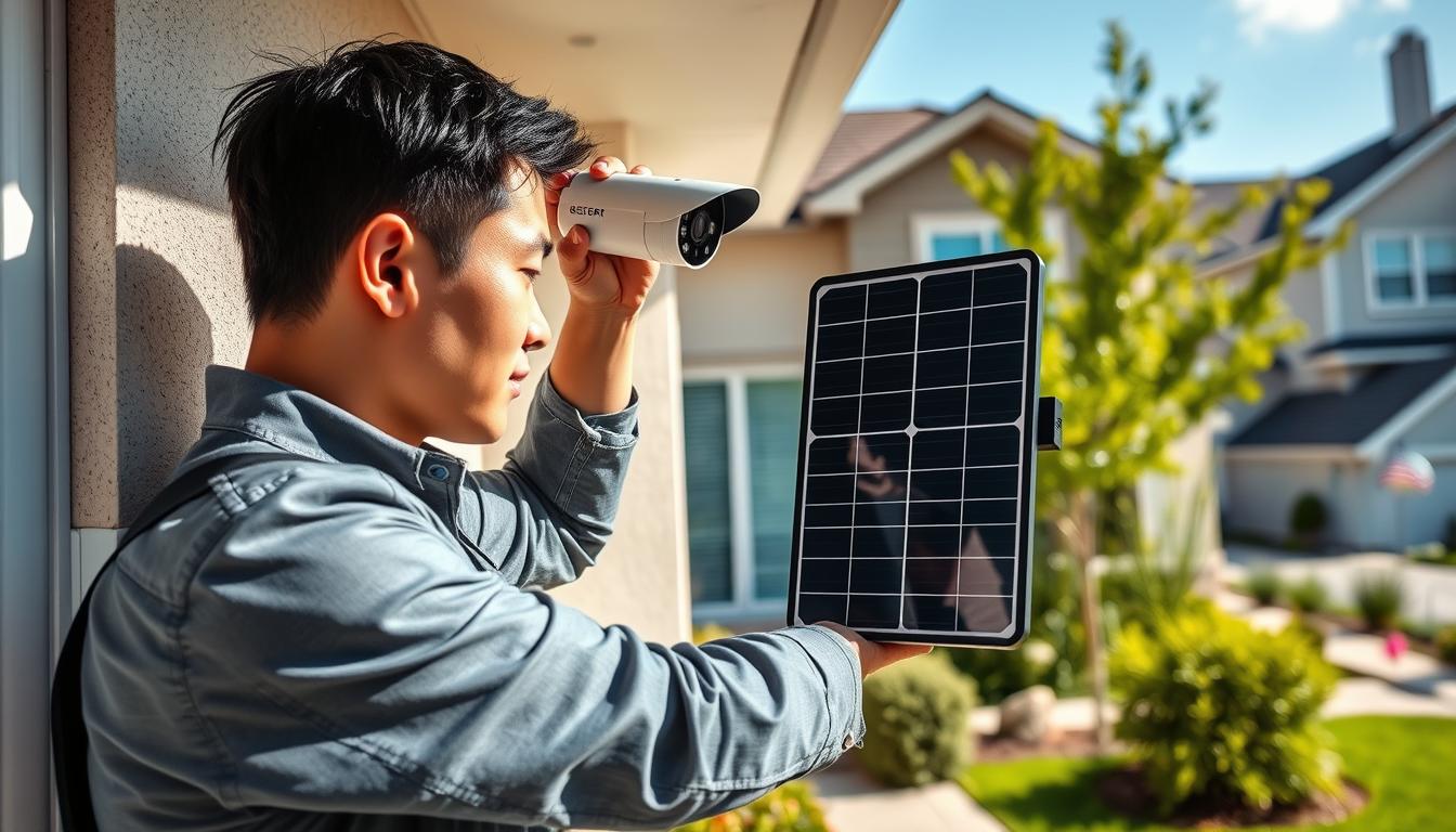 solar security camera installation