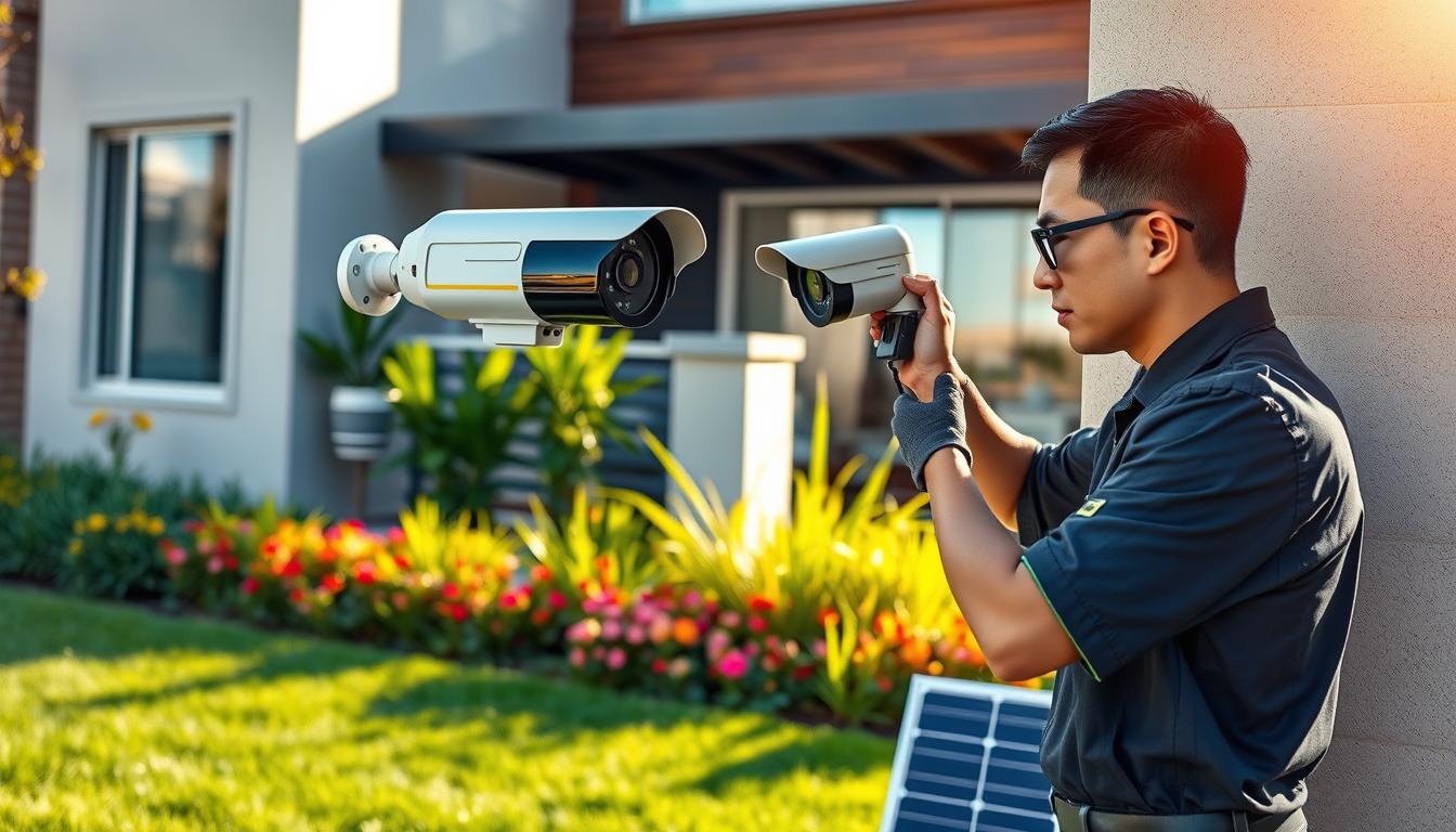 solar security camera installation