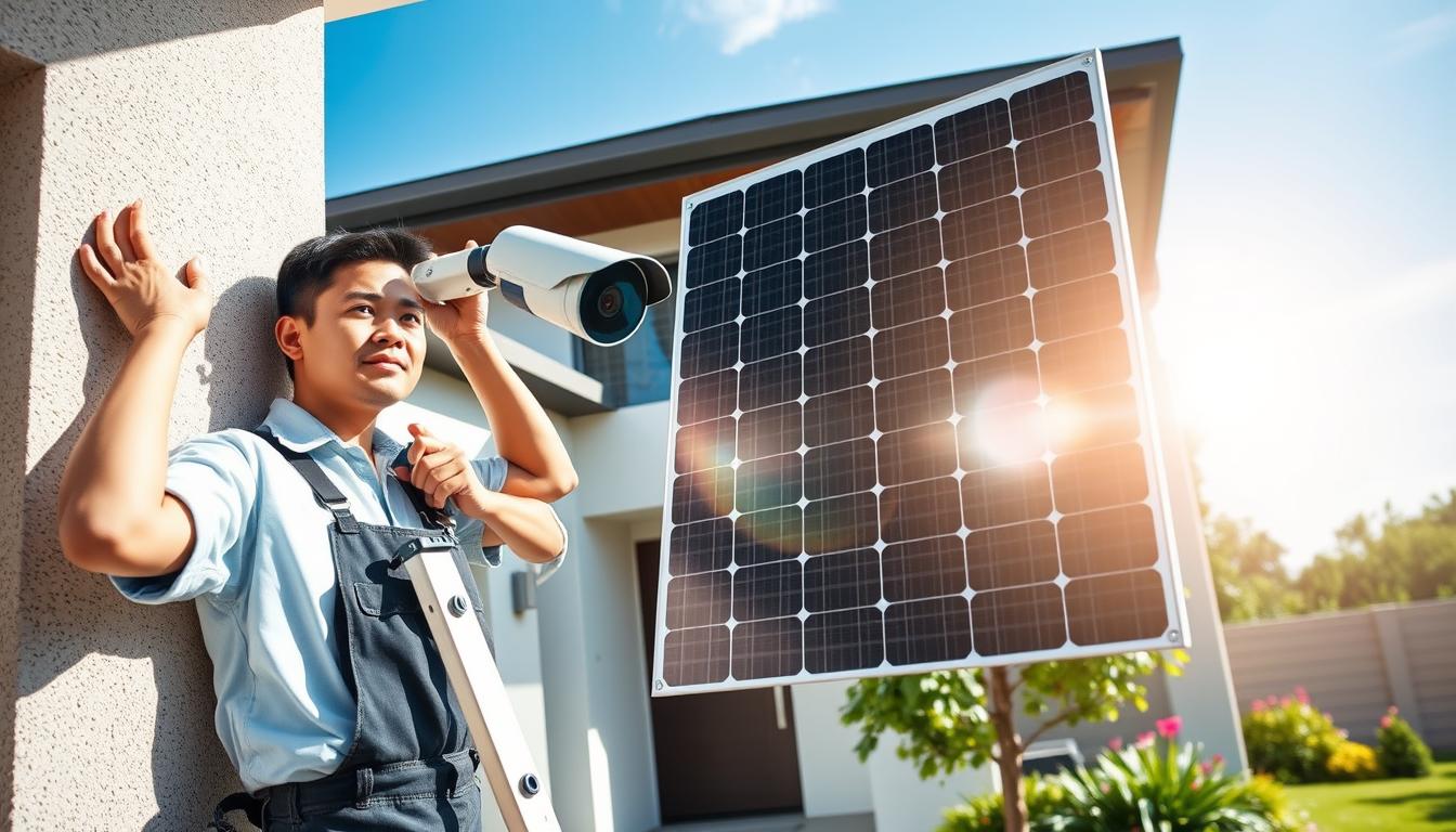 solar security camera installation